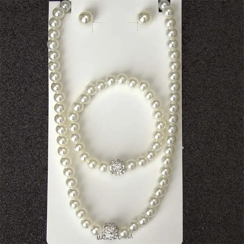 HYB имитация жемчуга Наборы свадебных ювелирных изделий Серебро Цвет Свадебные