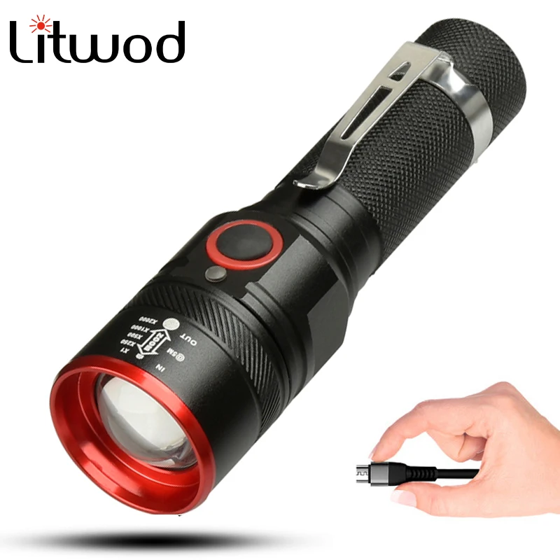 Фонарик Z20Litwod 1511 светодиодный перезаряжаемый с USB-кабелем 4 режима XML-T6 люмен 18650 |