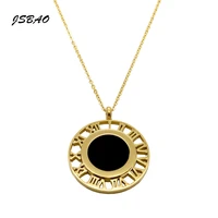 jsbao new arrivals high quality brand plated stainless steel hollow out roman numerals necklace for women fashion jewelry