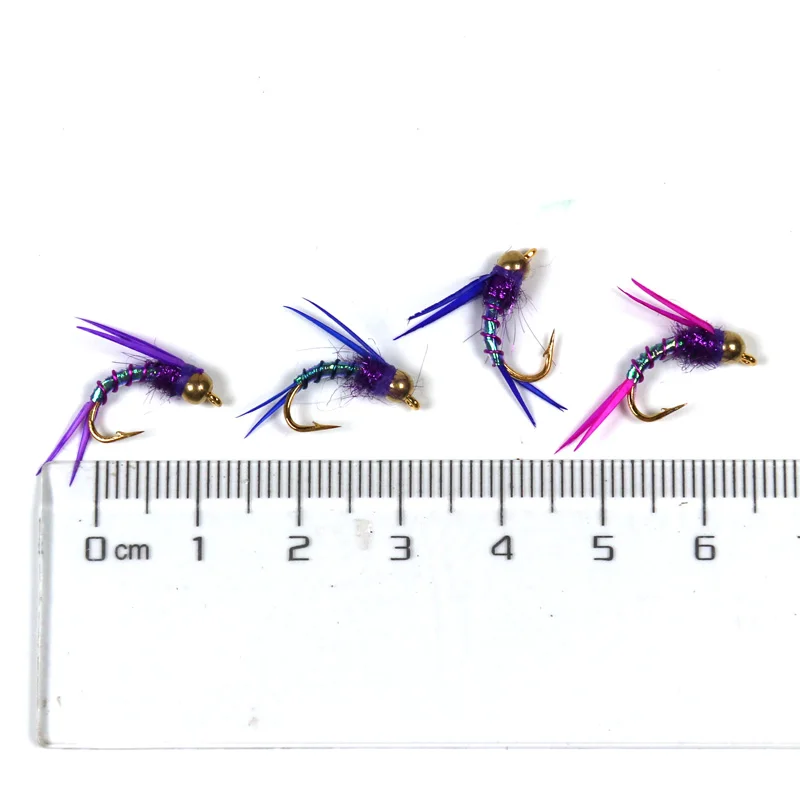 Bimoo 6 шт. #12 Psycho Prince Nymph Crazy Purple Fly яркие латунные шариковые головки рыболовные