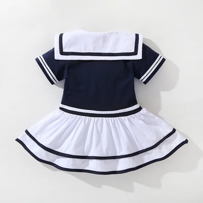 Детская летняя одежда Новая для малышей Одежда маленьких девочек в морском стиле