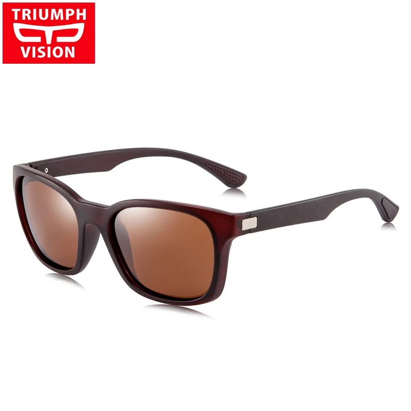 Мужские квадратные солнцезащитные очки TRIUMPH VISION коричневые поляризационные для