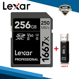 256G Card and Reader Lexar,, 1667x, sd-карта, высокая скорость, 256 ГБ, карты памяти, ридеры, 128 ГБ, память U3 C10, 64 ГБ, SDXC, UHS-II для 3D 4 K, HD камера - Емкость: 256G Card and Reader