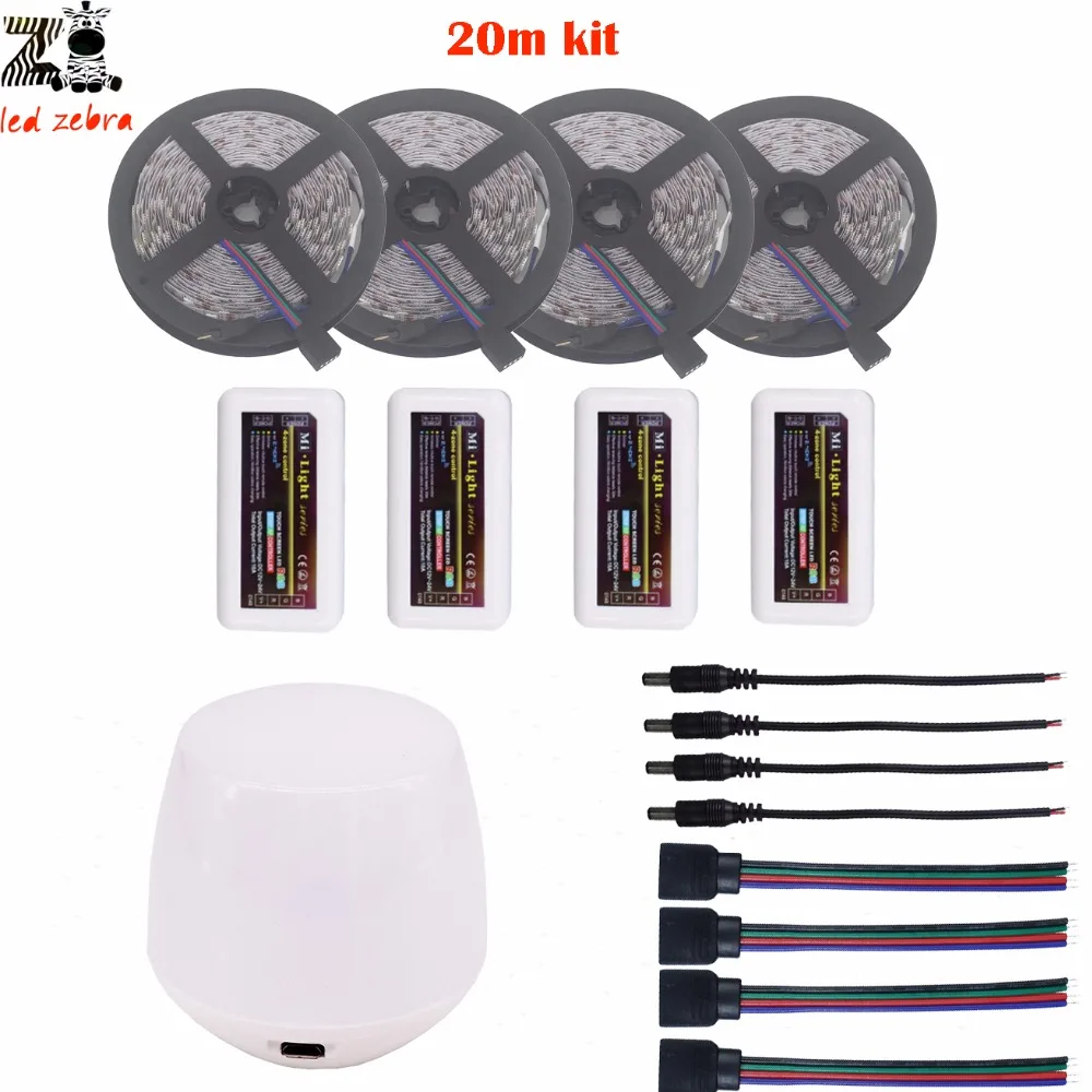 Выделите 5/10/15/20 М 5050 SMD rgb светодиодные полосы света dc12v + Mi. light 2 4 г led контроллер Wi Fi