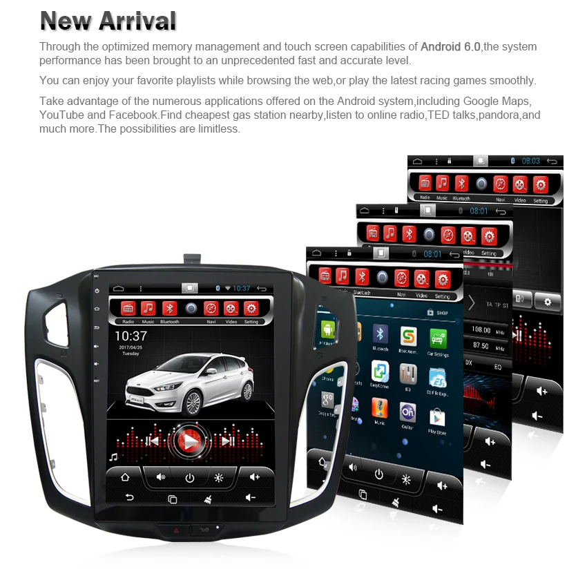 Tesla HD экран Автомобильный dvd-плеер Android 6,0 gps Navi мультимедиа для Ford Focus 2 Din 2012 2013 RDS радио аудио стерео