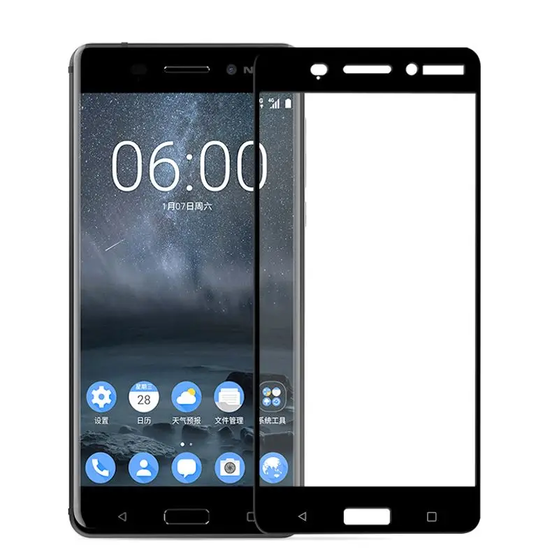 1 шт., закаленное стекло для Nokia 6, Защита экрана для Nokia 6, полное покрытие для Nokia 6 ta-1021, 3D пленка с закругленными краями, 5,5 дюйма, 64 ГБ - Цвет: Black