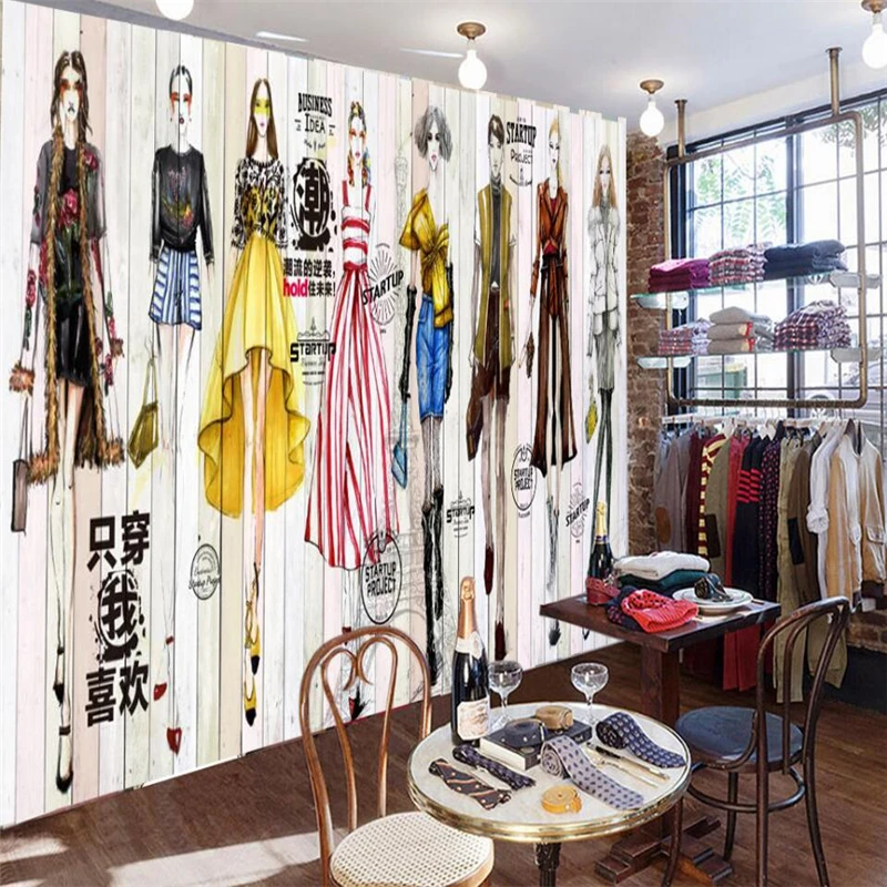 Ретро Ностальгический магазин модной одежды в стиле ретро Большое Настенное