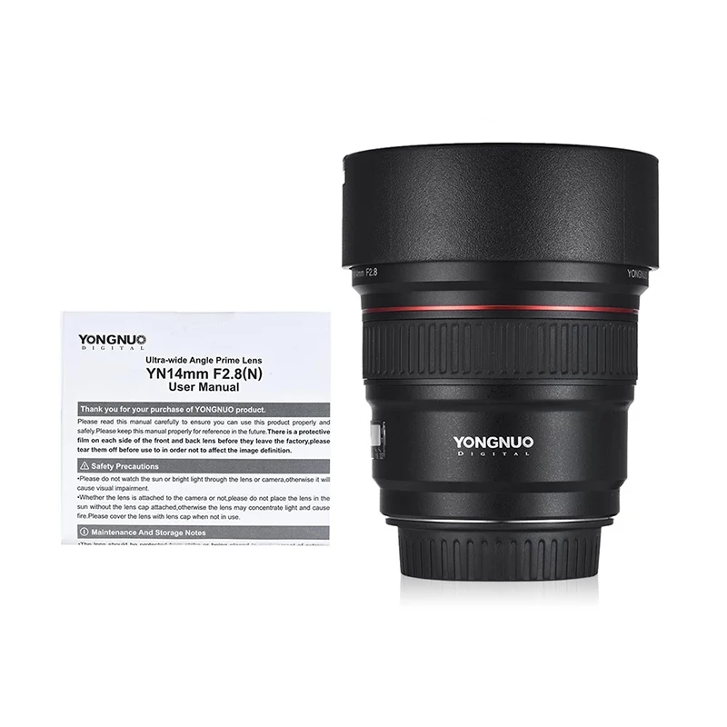 Объектив камеры Yongnuo 14 мм F2.8 для Canon EOS 700D Nikon D5300 YN14mm F2.8N ультра-широкоугольный