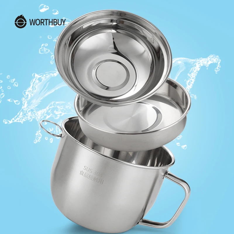Worthbuy 304 Нержавеющая сталь чаша с ручкой и крышкой индукции Плита Отопление риса
