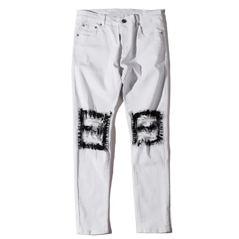 Aelfric Eden рваные колена Повседневное зауженные мужские брюки джинсы 2018 Slim Fit