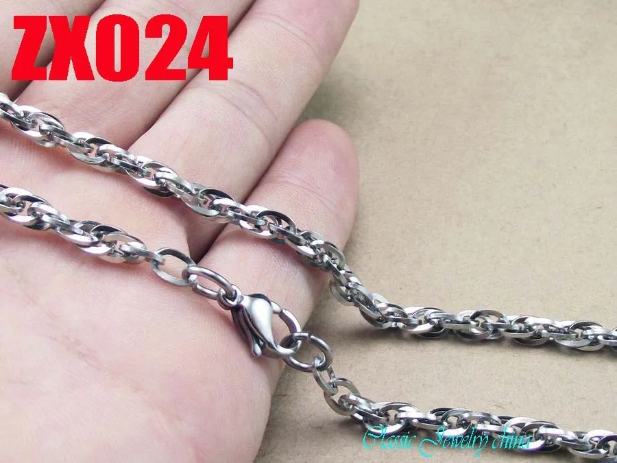 

50 meters stainless steel necklace 4mm slimsy twist chain Men's male fashion jewelry chains ZX024