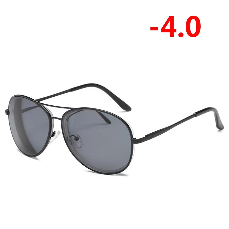 Myopia 400 0-0,5-1,0-1,5 до-6,0 металлические очки для близорукости, мужские Модные очки с большой оправой, короткие очки для коррекции зрения, солнцезащитные очки по рецепту - Цвет оправы: Myopia 400