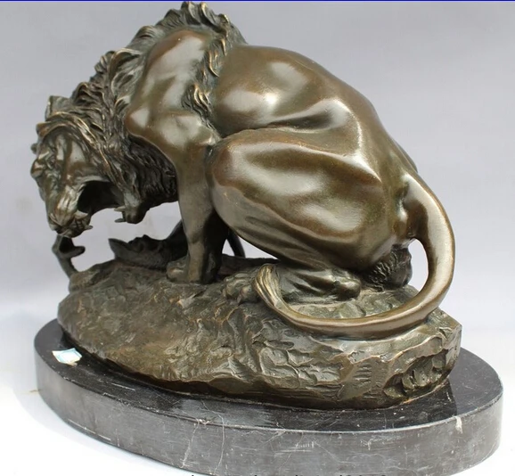 3654 10 &quotWestern Art Bronze Figurine Foo Hund Lion Schlange Marmor basis Statue Skulptur |