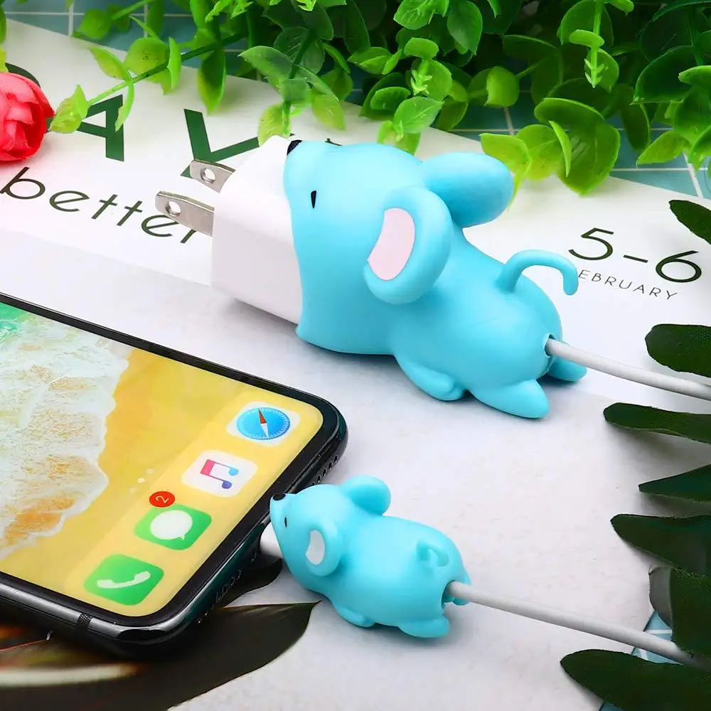 20 шт милый мультфильм большое животное зарядное устройство укуса кабель протектор cargador для iphone зарядный usb-шнур провода защиты