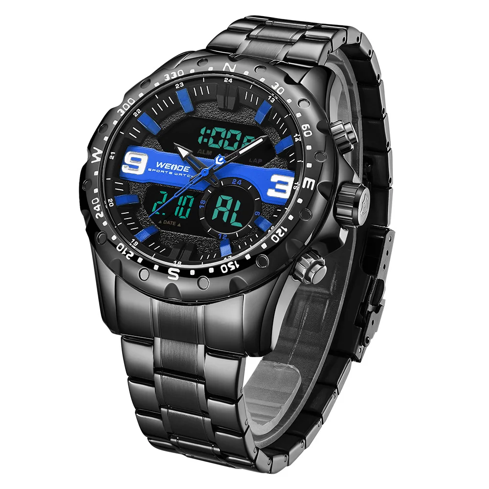 WEIDE Топ люксовый бренд кварцевые lcd цифровой хронограф часы спортивные военные