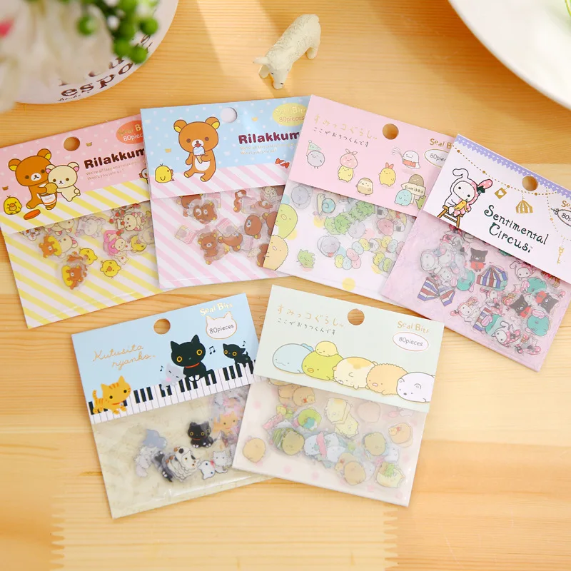 80 шт./1 лот Kawaii наклейки для скрапбукинга Rilakkuma Дневник ежедневника украшение