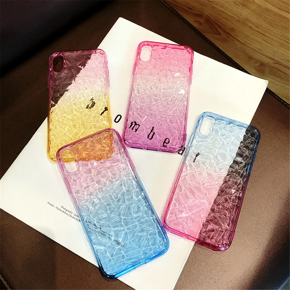 Gradient Color Chic 3D Crystal Diamond Phone Cases For OPPO R11s Plus Transparent Lingge Covers R15 R15pro Soft |
