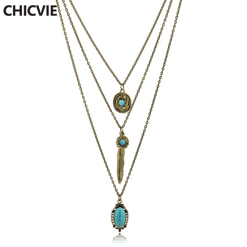 

CHICVIE Collier Femme Long Statement Necklaces for Women Natural Stone Beads Vintage Accessories Ethnic Jewelry 2017 SNE160117