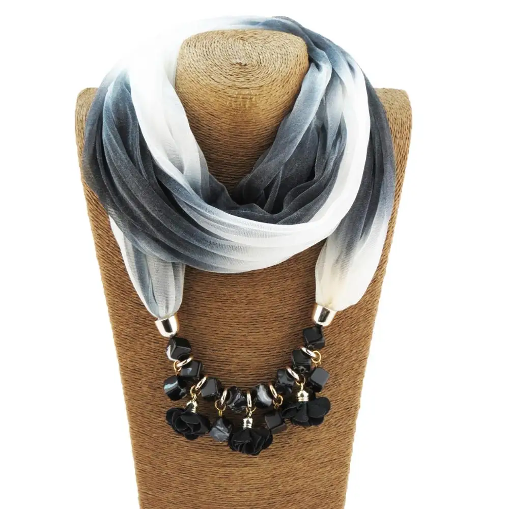 

New design of gradient resin flower lady scarf headscarf jewelry pendant scarf free shipping