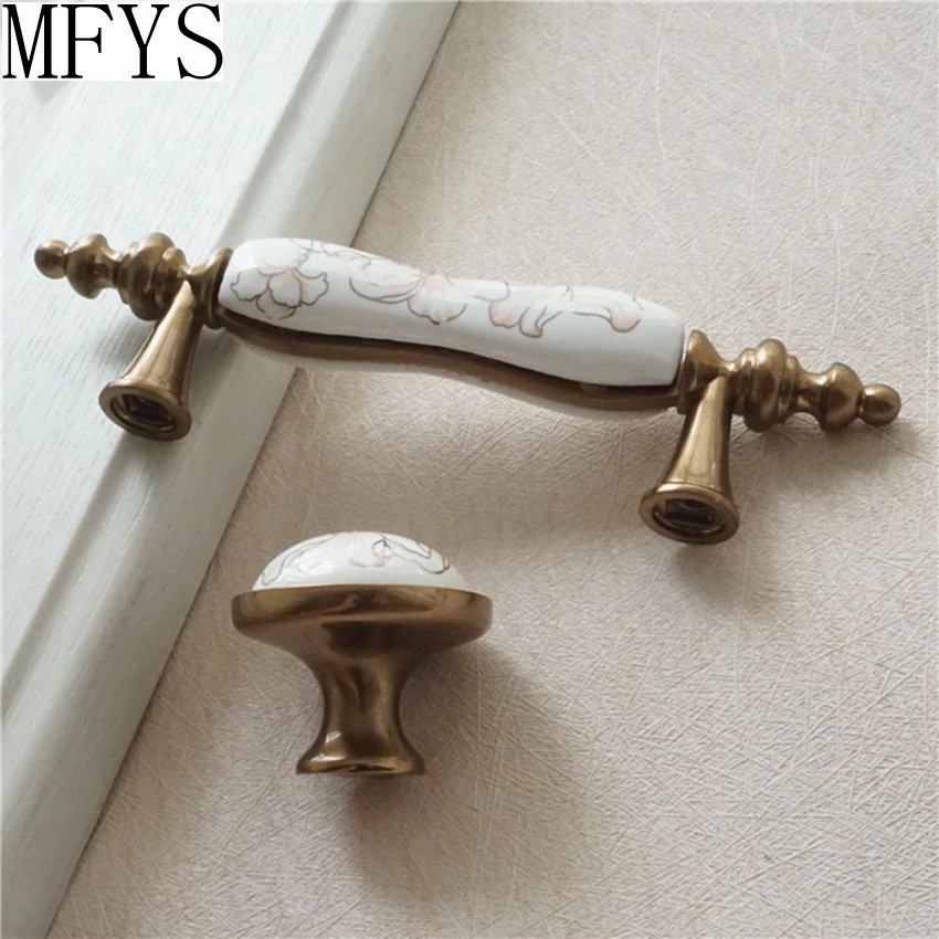 Ручка для кухонного шкафа 3 дюйма керамическая ручка с розовыми цветами дверные