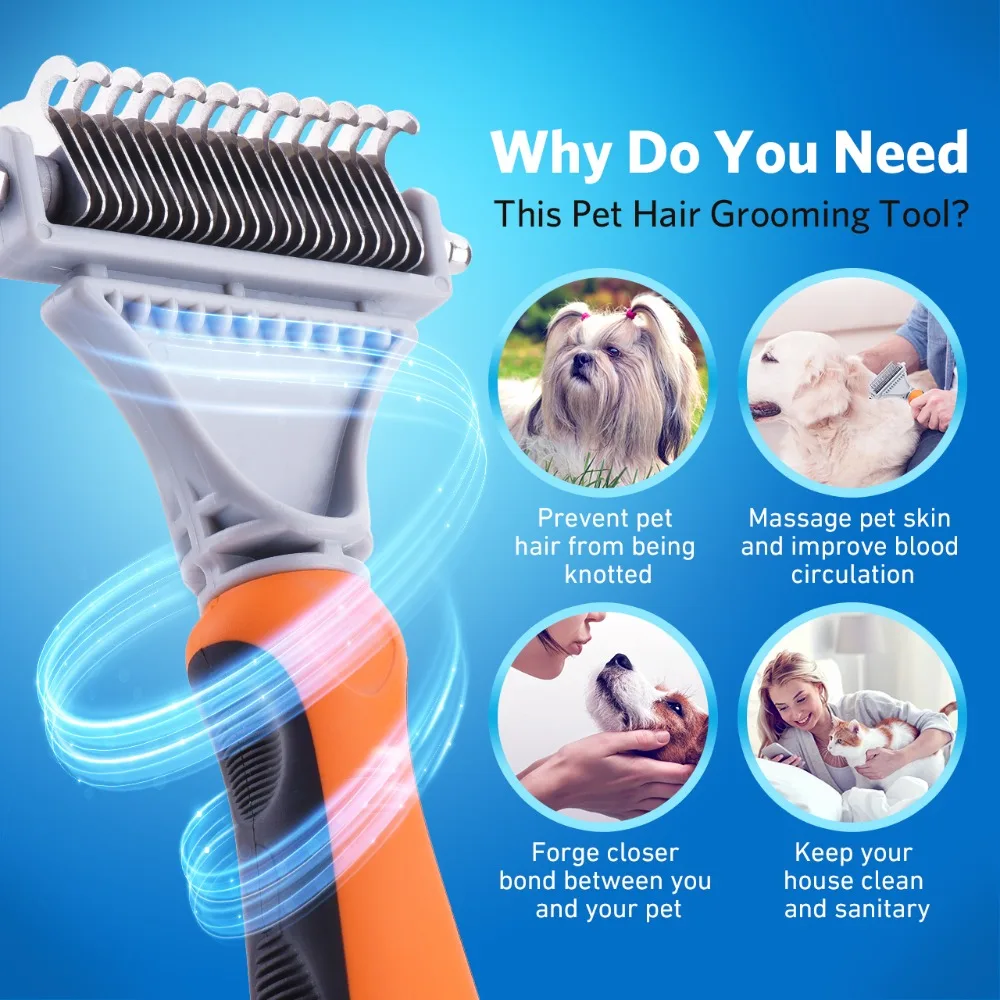 Расческа для собак и кошек Cymas Deshedding and Trimming Tool 2 сторонние грабли для ухода за лошадьми Mascotas Cachorro Chien Perros Gatos Honden Hond