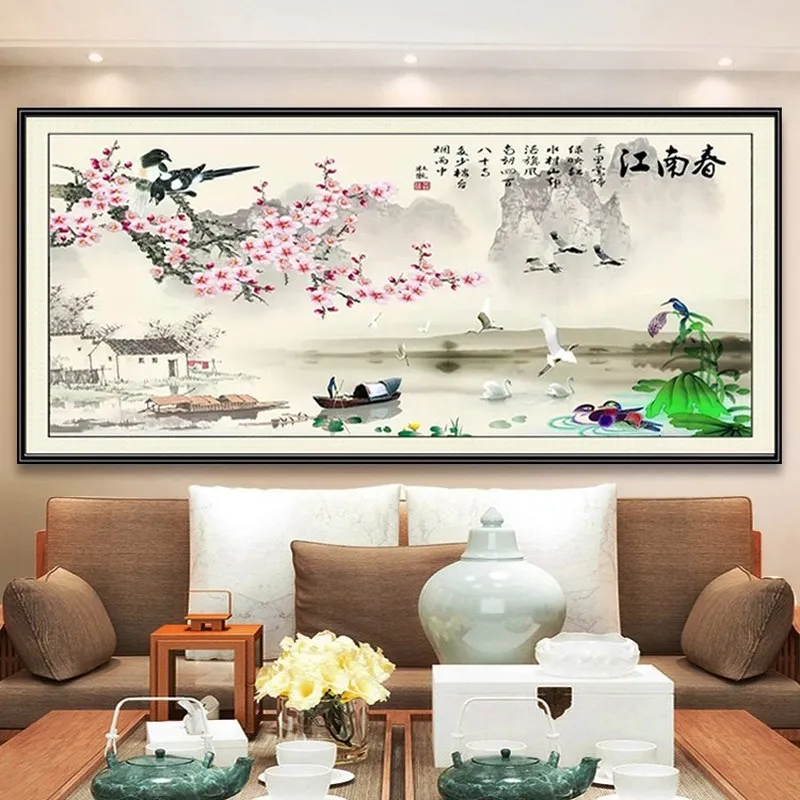 DIY Jiangnan Весенняя Алмазная вышивка 5D круглый алмаз полностью Стразы алмазная