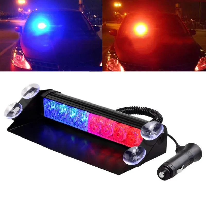 12 В светодиодный красный синий Янтарный Белый Автомобильный Стробоскоп