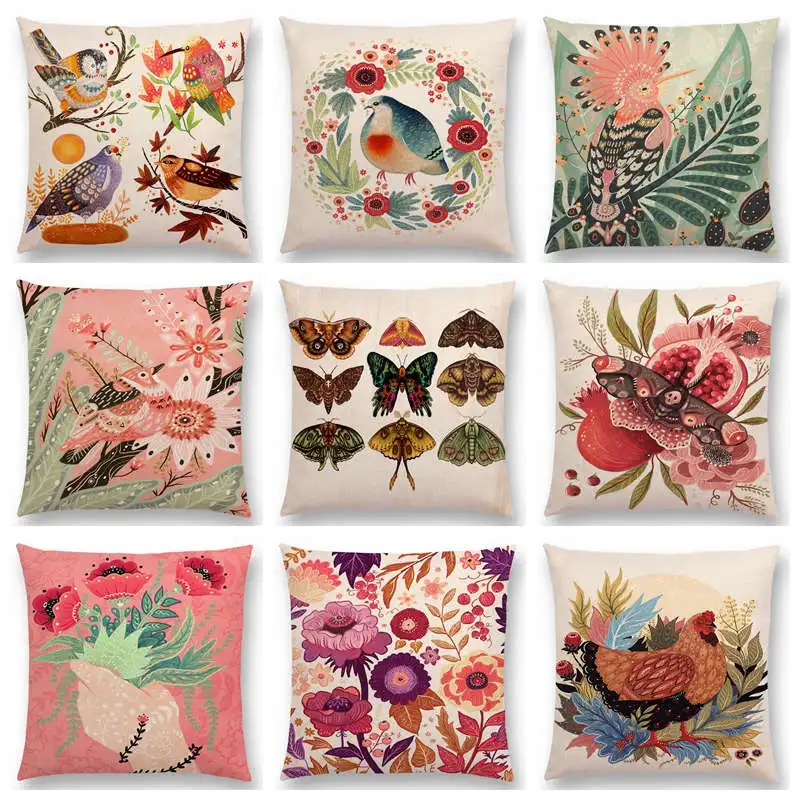 Горячая Распродажа чехлы на подушки для дома диванные с разноцветными птичьими