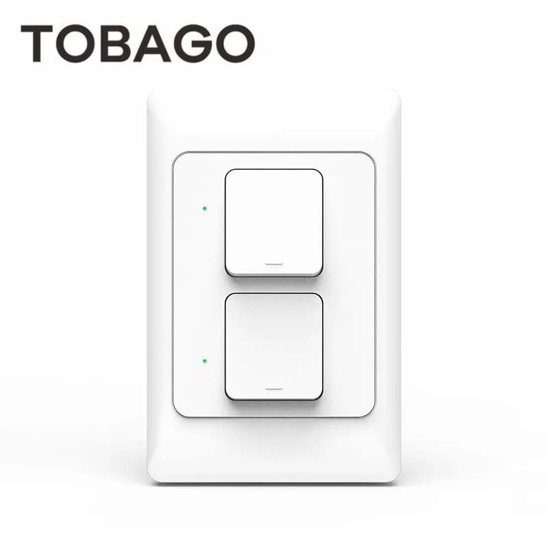 2 gang TOBAGO Wi-Fi кинетический светильник переключатель система автоматизации умного дома, США AU 1 2 3 банды беспроводной настенный переключатель управления Smart Life Tuya - Цвет: 2 gang