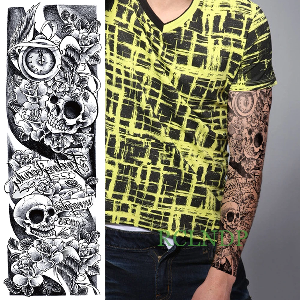

Waterproof Temporary Tattoo Stickers skull flower letter full arm body art tattoos fake tatto back flash tatoo for men women