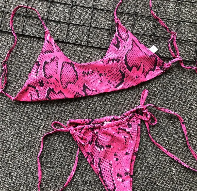 Bikinx/бикини из змеиной кожи, mujer, бандо, топ, купальник woemn, купальник с высоким вырезом, женский сексуальный комплект бикини, купальный костюм, новинка