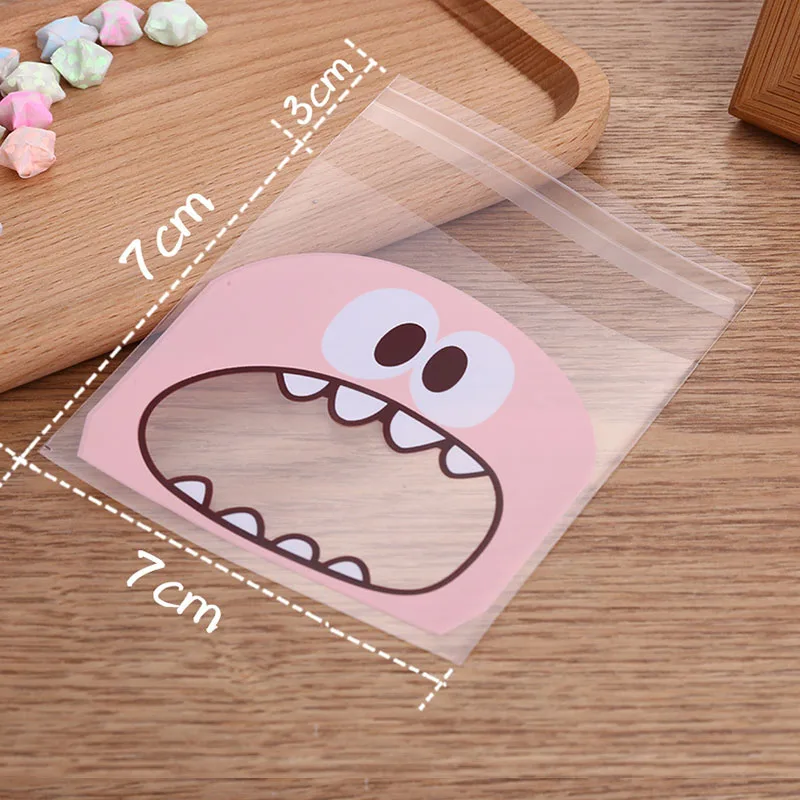 pink 7x7cm 100 шт OPP милые маленькие зубы для выпечки Рождественский подарок Упаковочные пакеты для свадебного печенья пластиковый пакет для конфет 7 см и 10 см - Цвет: pink 7x7cm