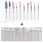 40 шт. Алмазная + керамическая каменная мельница, наборы резаков, электрические маникюрные дрели, аксессуары, роторные заусенцы, карбид, пилка для ногтей