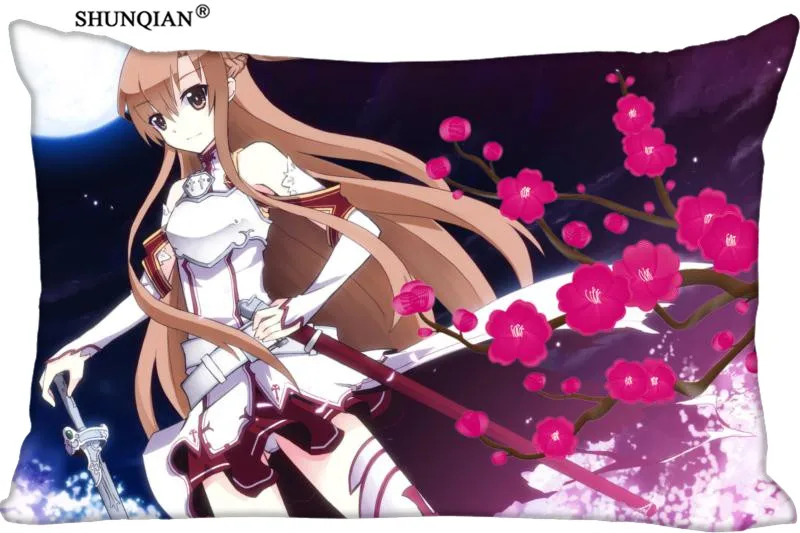 

Популярная прямоугольная наволочка Sword Art Online на заказ, шелковая наволочка для дома, спальни, гостиной, двухсторонняя наволочка с принтом, бо...