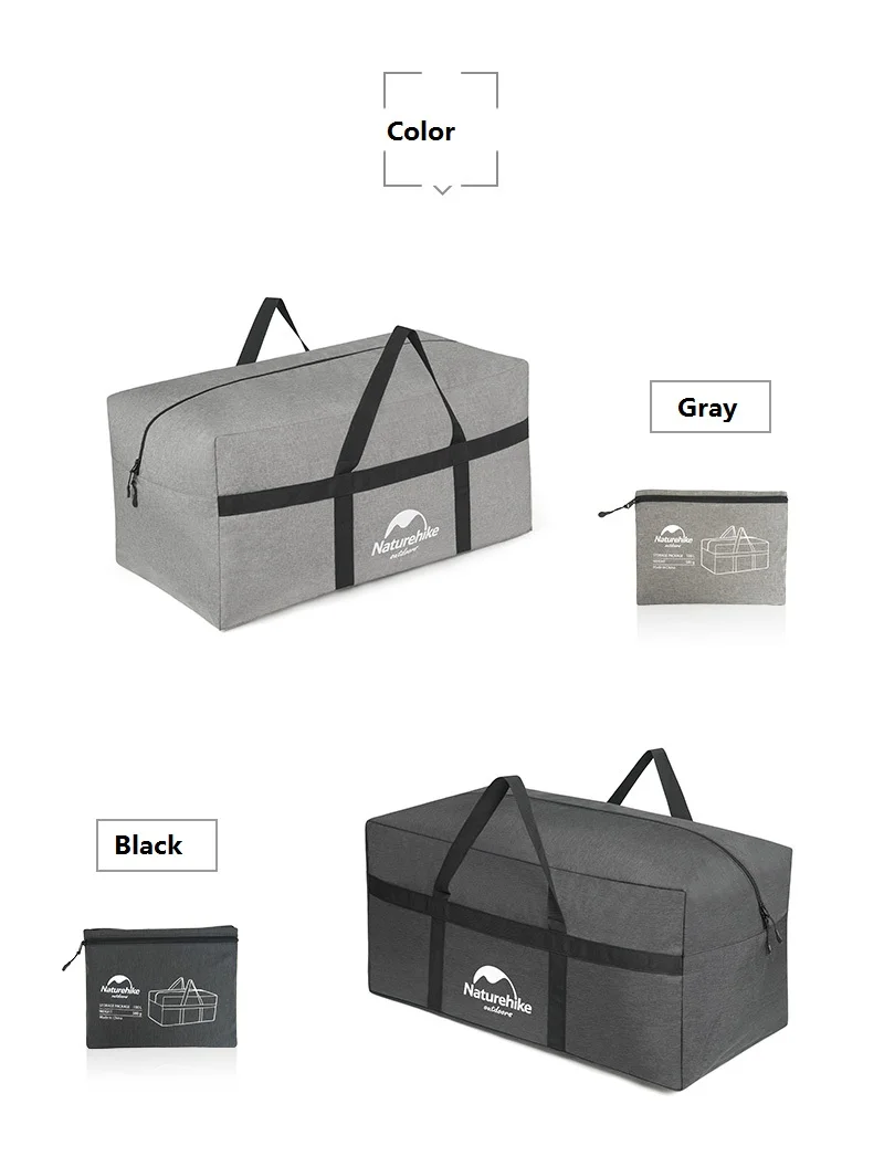 NatureHike 100L Высококачественная нейлоновая вместительная багажная сумка для путешествий, кемпинга, Портативная сумка для багги, туристическая посылка, сумки