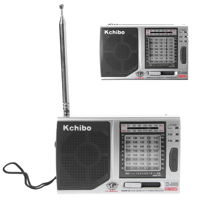 KK-9803 FM/MW/SW1-8 полный 10-полосный Hi-чувствительность радиоприемник с откидной чехол с подставкой