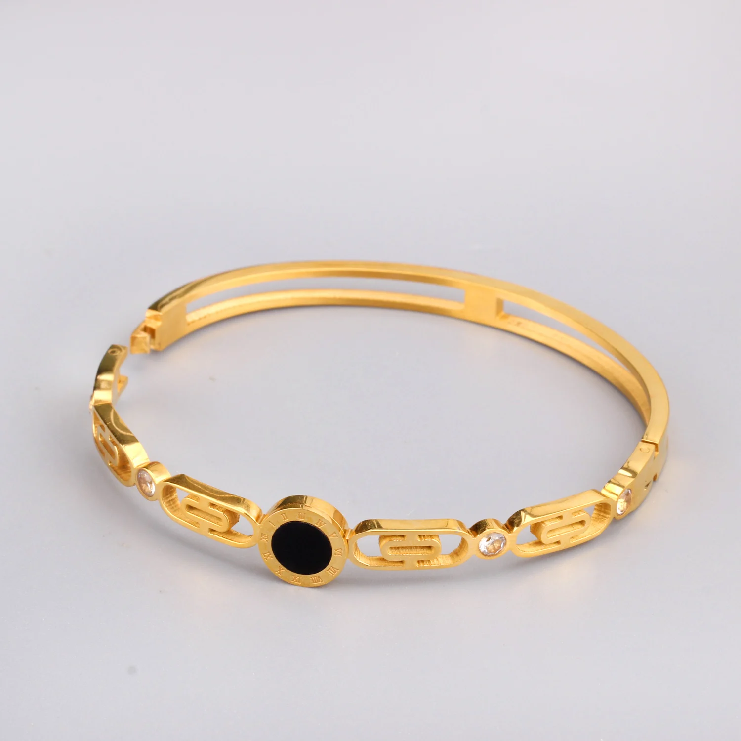 Браслет LUXUSTEEL femme Золотые круглые римские браслеты с манжетами из нержавеющей