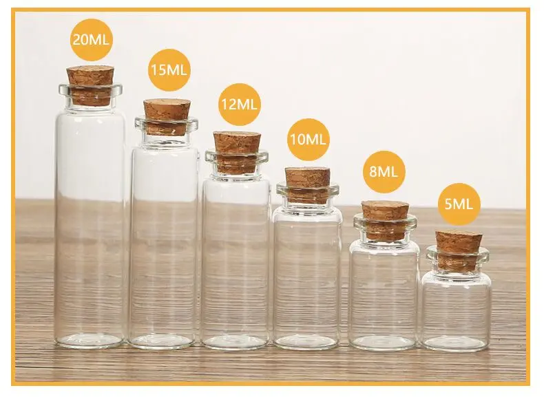 20 шт./лот 22*70 мм 15 мл стеклянные бутылки пустые банки для образцов с пробковыми