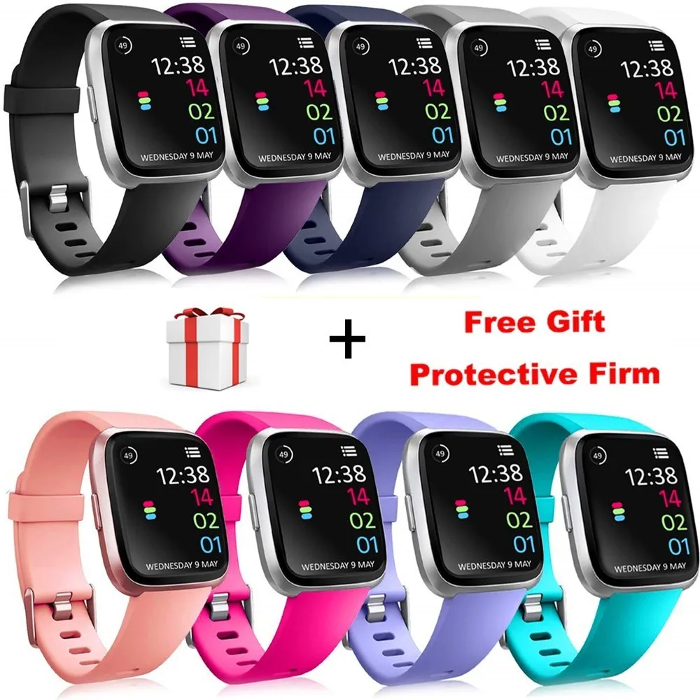 

Сменный ремешок для Fitbit Versa/Versa Lite, ремешок с защитной пленкой для экрана, силиконовый браслет, аксессуары для Fit Bit Versa, ремешок