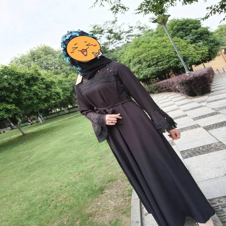 Роскошные мусульманские кружево вышивка Bronzing Абая длинные платья кардиган KimonoLong халаты Jubah Ближний Восток ИД Рамадан Исламская