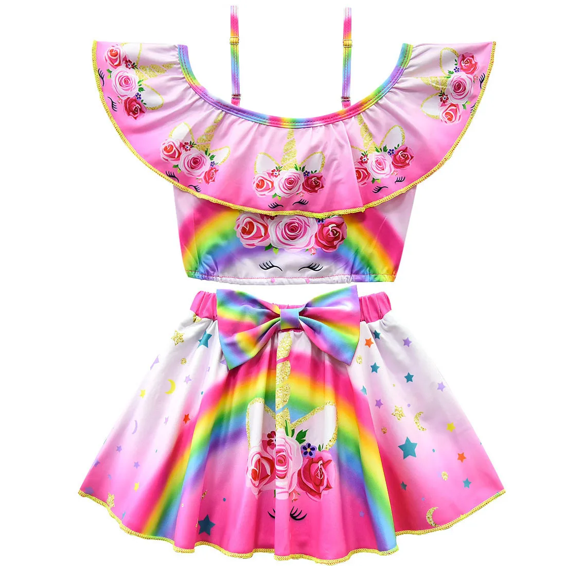 Новинка 2019 купальный костюм с единорогом для девочек 3-10 лет детская пляжная