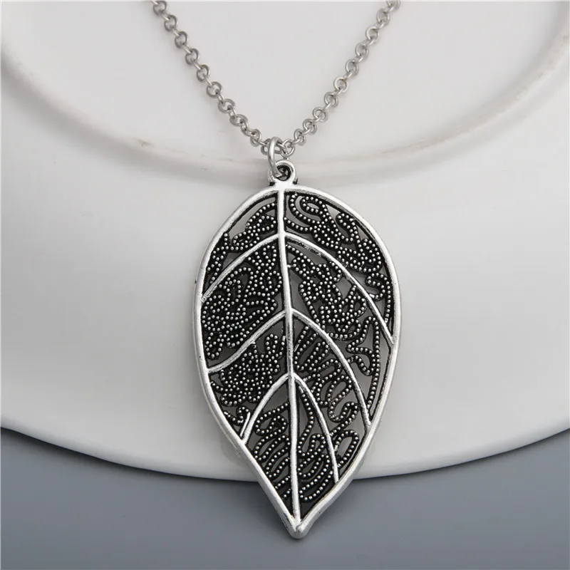 1 шт серебряный цвет большой лист кулон ожерелье красивый элегантный Шарм
