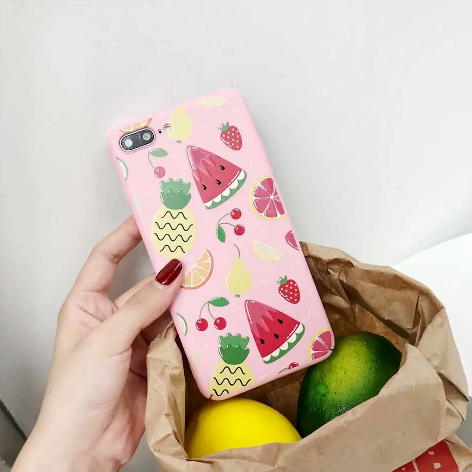 Чехол для iPhone X 7 8 6 розовый Фрукты Арбуз назад случаи 6s Plus охватывает