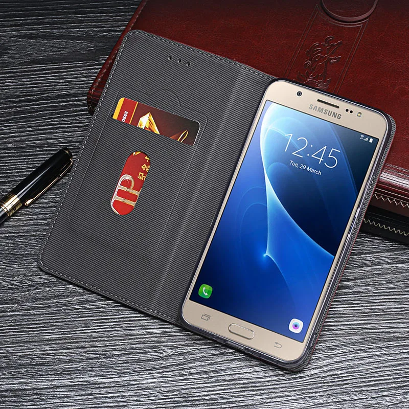 Для Samsung Galaxy J7 2016 чехол Роскошный кожаный флип для J710 защитный телефона Ретро
