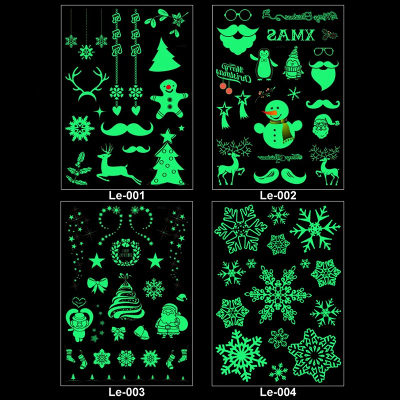 

Temporary Tattoo Sticker Snow Man Deer Arm Body Art Fluorescent Waterproof Tattoo Stickers Halloween Merry Christmas Decorations