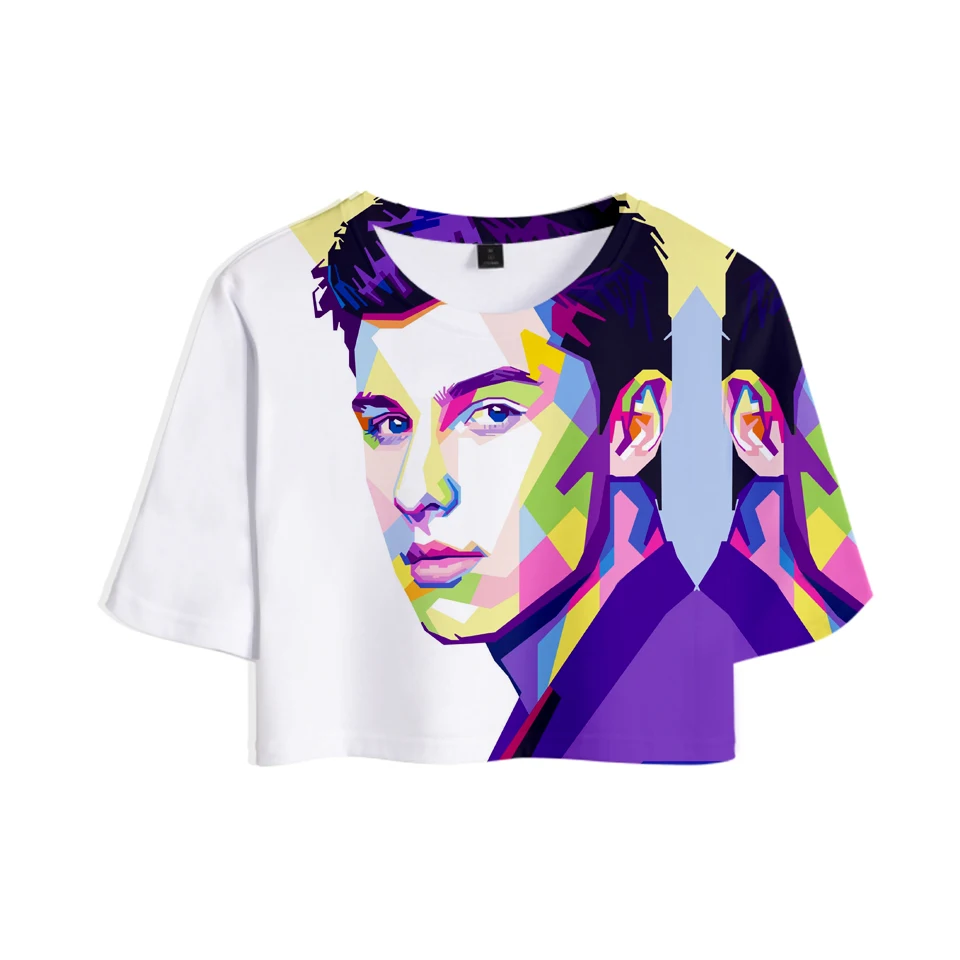 Женские кроп топы с 3D принтом Shawn Mendes модные летние модели 2019 лидер продаж
