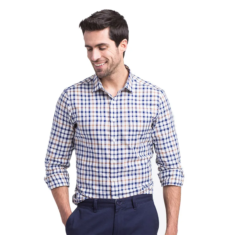 Рубашка мужская с длинным рукавом 100% хлопок в клетку oxford shirts for men social shirtoxford shirt