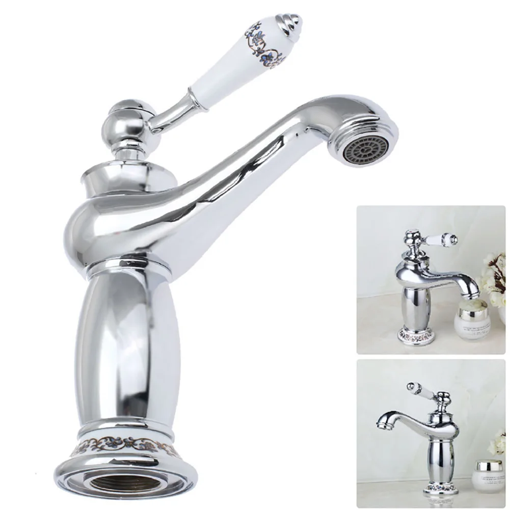 

8" Chrome Golden Faucets Bathroom Sink Basin Porcelain Brass Faucet Mixer Tap Hot and Cold Single Handle Torneira Vintage
