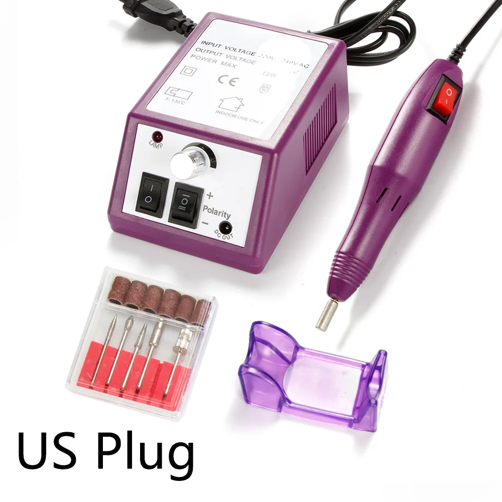 Purple US Электрический аппарат для маникюра, 20000 ОБ/мин, сверла для ногтей, фрезерный набор, пилочка для удаления кутикулы, Машинка для маникюра, педикюра, лака - Цвет: Purple US
