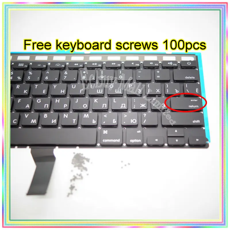 Новая маленькая русская клавиатура с подсветкой RS + винты для клавиатуры 100 шт.